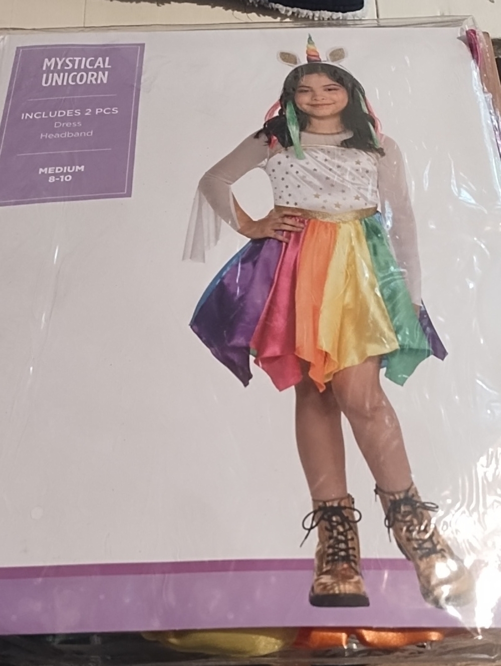 Suit Yourself NIP Mystical Unicorn Rainbow Dress Costume - Medium Girls (8-10).